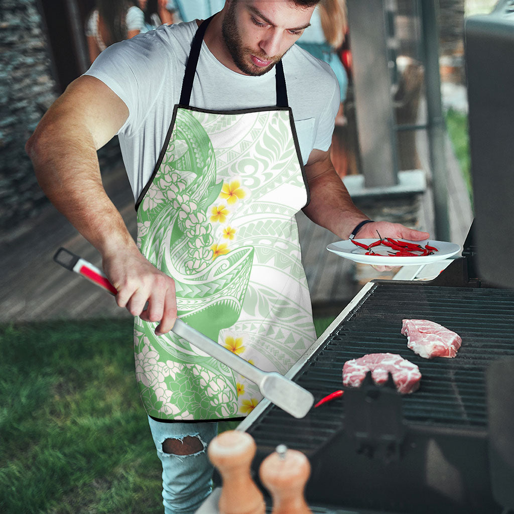 Green Hawaii Shark Tattoo Apron Puakenikeni Lei Plumeria Polynesian Pattern LT14 - Polynesian Pride