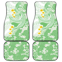 Green Hawaii Shark Tattoo Car Mats Puakenikeni Lei Plumeria Polynesian Pattern