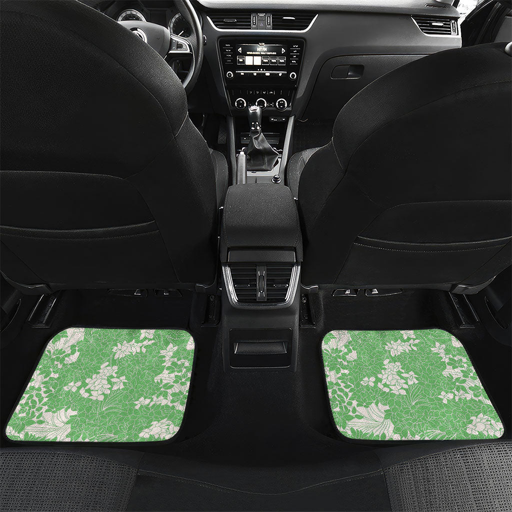 Green Hawaii Shark Tattoo Car Mats Puakenikeni Lei Plumeria Polynesian Pattern