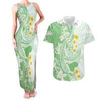 Green Hawaii Shark Tattoo Couples Matching Tank Maxi Dress and Hawaiian Shirt Puakenikeni Lei Plumeria Polynesian Pattern LT14 Green - Polynesian Pride