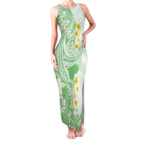 Green Hawaii Shark Tattoo Family Matching Tank Maxi Dress and Hawaiian Shirt Puakenikeni Lei Plumeria Polynesian Pattern LT14 Mom's Dress Green - Polynesian Pride