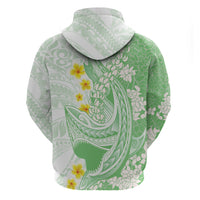 Green Hawaii Shark Tattoo Hoodie Puakenikeni Lei Plumeria Polynesian Pattern LT14 - Polynesian Pride