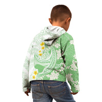 Green Hawaii Shark Tattoo Kid Hoodie Puakenikeni Lei Plumeria Polynesian Pattern LT14 - Polynesian Pride