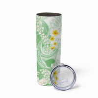 Green Hawaii Shark Tattoo Skinny Tumbler Puakenikeni Lei Plumeria Polynesian Pattern LT14 - Polynesian Pride