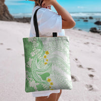 Green Hawaii Shark Tattoo Tote Bag Puakenikeni Lei Plumeria Polynesian Pattern