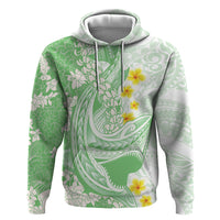 Green Hawaii Shark Tattoo Zip Hoodie Puakenikeni Lei Plumeria Polynesian Pattern LT14 Pullover Hoodie Green - Polynesian Pride