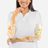 Orange Hawaii Shark Tattoo Arm Sleeves Puakenikeni Lei Plumeria Polynesian Pattern