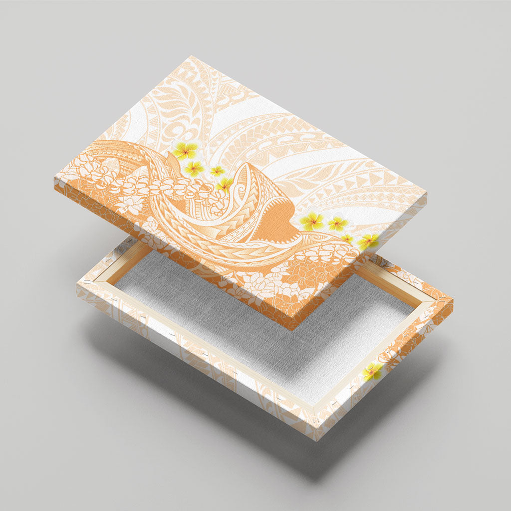 Orange Hawaii Shark Tattoo Canvas Wall Art Puakenikeni Lei Plumeria Polynesian Pattern