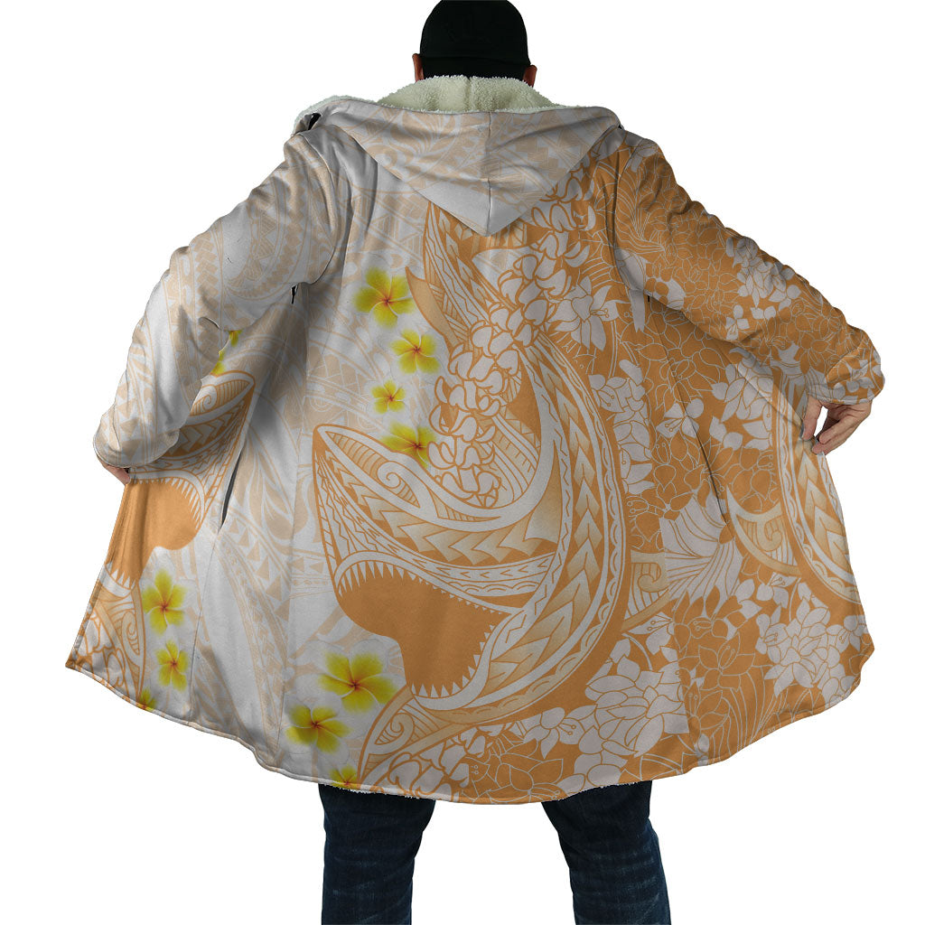 Orange Hawaii Shark Tattoo Cloak Puakenikeni Lei Plumeria Polynesian Pattern