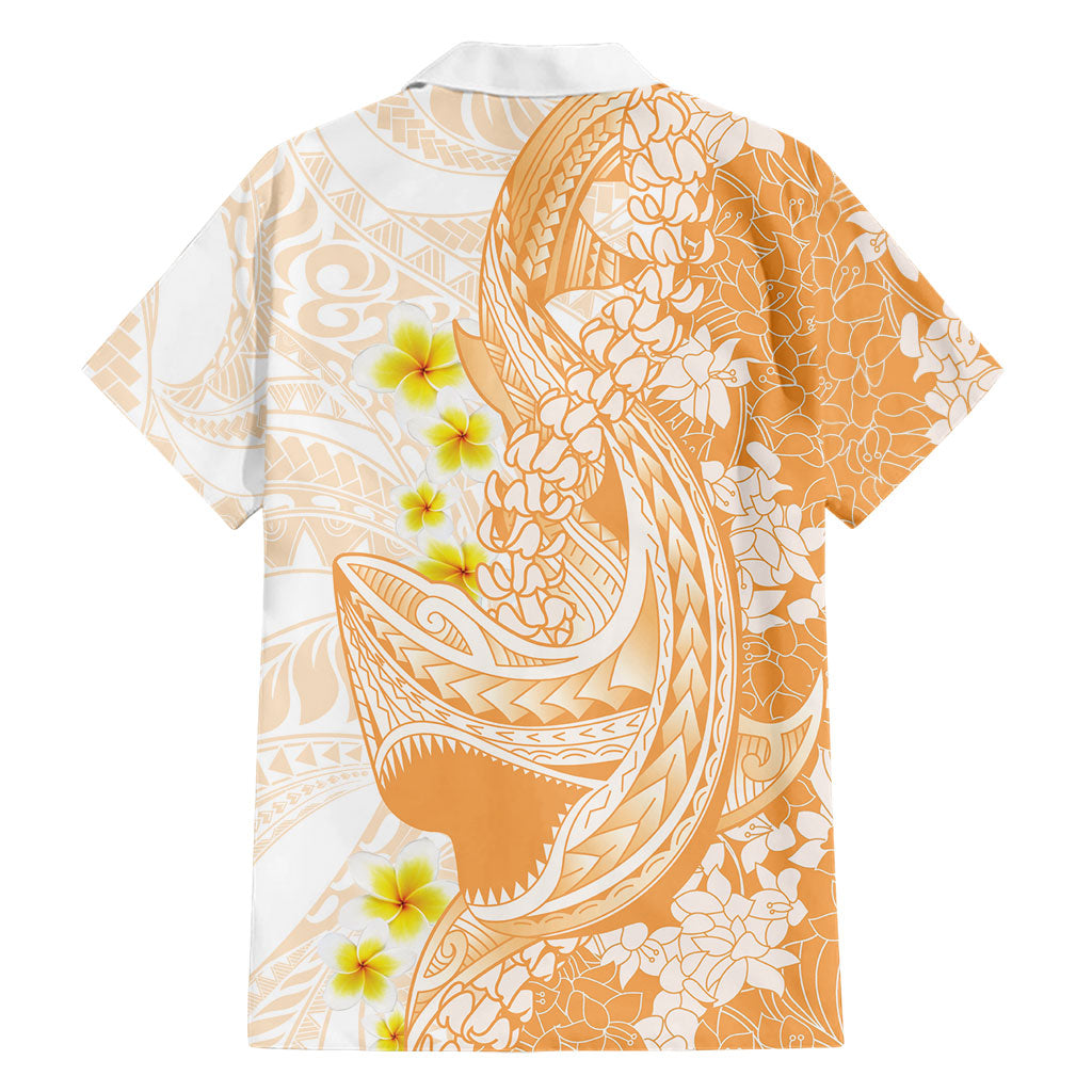 Orange Hawaii Shark Tattoo Family Matching Mermaid Dress and Hawaiian Shirt Puakenikeni Lei Plumeria Polynesian Pattern