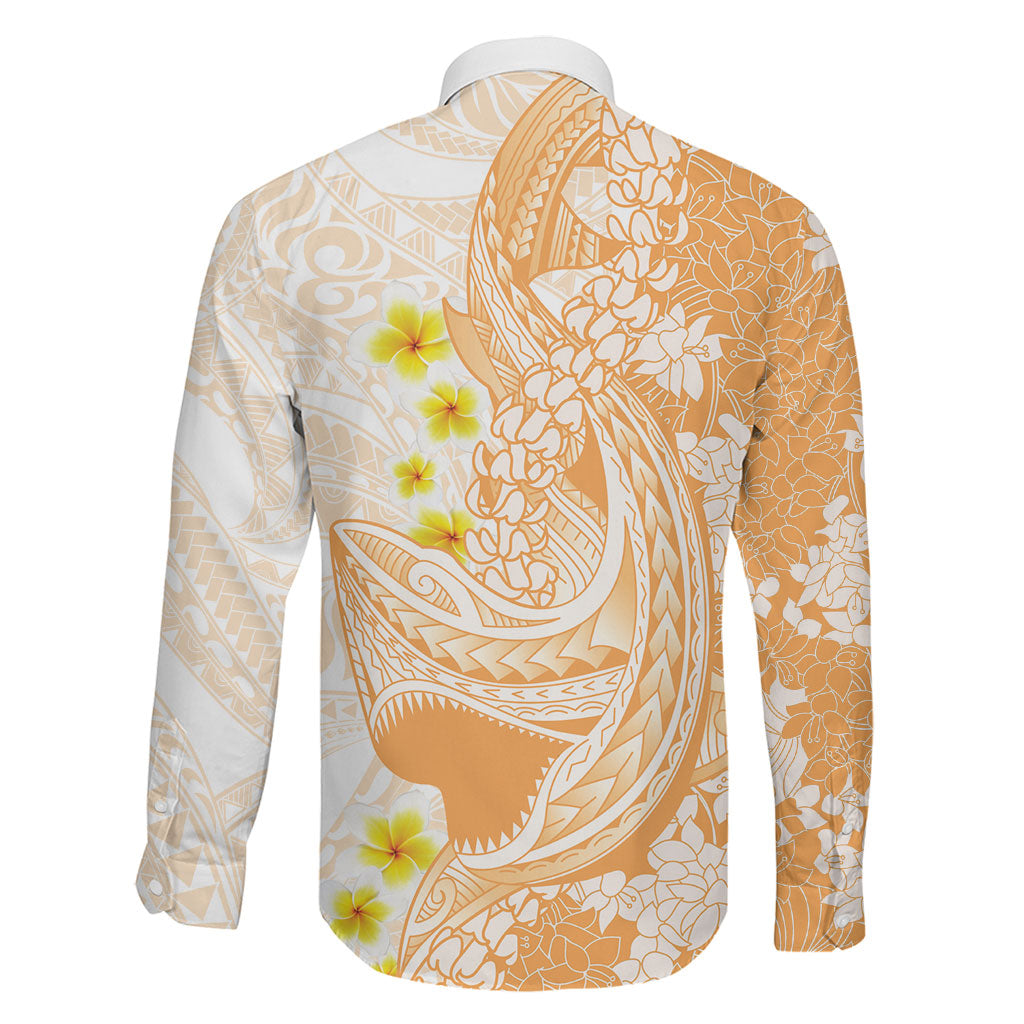 Orange Hawaii Shark Tattoo Family Matching Summer Maxi Dress and Hawaiian Shirt Puakenikeni Lei Plumeria Polynesian Pattern LT14 - Polynesian Pride