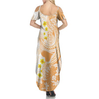Orange Hawaii Shark Tattoo Family Matching Summer Maxi Dress and Hawaiian Shirt Puakenikeni Lei Plumeria Polynesian Pattern LT14 - Polynesian Pride
