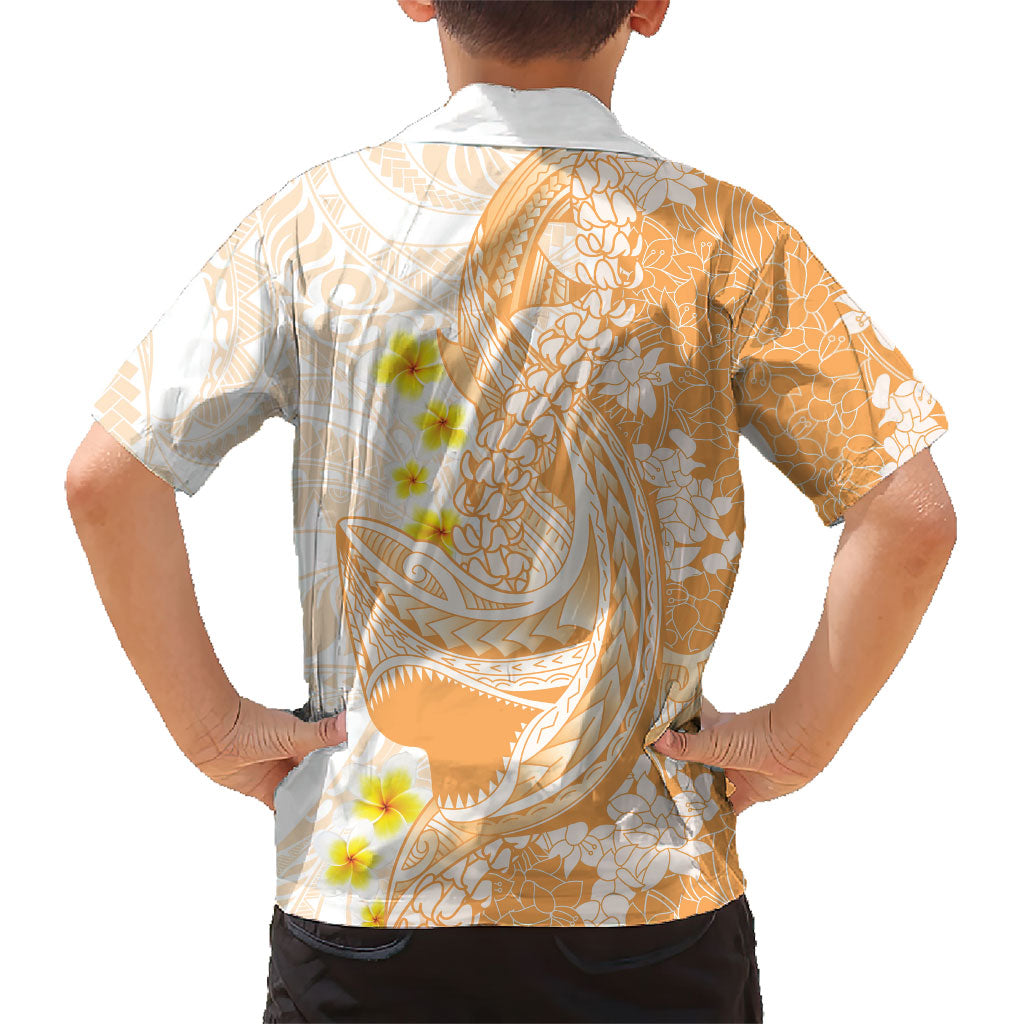 Orange Hawaii Shark Tattoo Family Matching Tank Maxi Dress and Hawaiian Shirt Puakenikeni Lei Plumeria Polynesian Pattern LT14 - Polynesian Pride