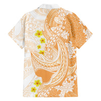 Orange Hawaii Shark Tattoo Family Matching Tank Maxi Dress and Hawaiian Shirt Puakenikeni Lei Plumeria Polynesian Pattern LT14 - Polynesian Pride
