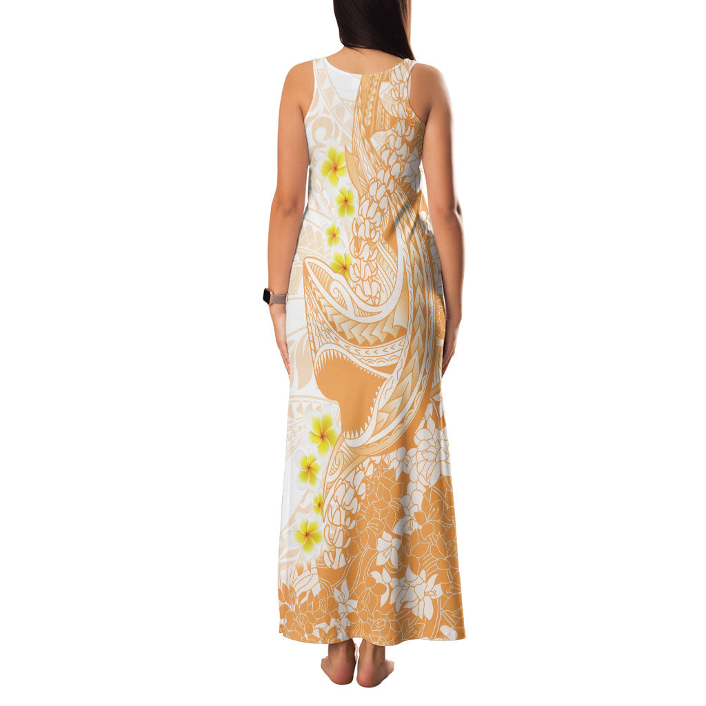 Orange Hawaii Shark Tattoo Family Matching Tank Maxi Dress and Hawaiian Shirt Puakenikeni Lei Plumeria Polynesian Pattern LT14 - Polynesian Pride