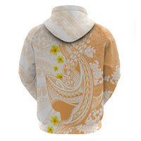 Orange Hawaii Shark Tattoo Hoodie Puakenikeni Lei Plumeria Polynesian Pattern
