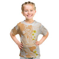 Orange Hawaii Shark Tattoo Kid T Shirt Puakenikeni Lei Plumeria Polynesian Pattern LT14 Orange - Polynesian Pride