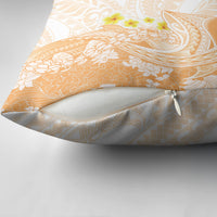 Orange Hawaii Shark Tattoo Pillow Cover Puakenikeni Lei Plumeria Polynesian Pattern
