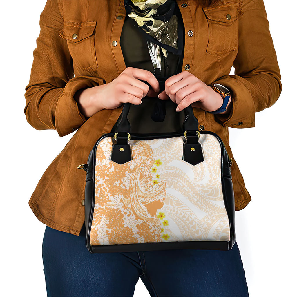 Orange Hawaii Shark Tattoo Shoulder Handbag Puakenikeni Lei Plumeria Polynesian Pattern LT14 - Polynesian Pride