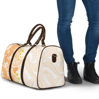 Orange Hawaii Shark Tattoo Travel Bag Puakenikeni Lei Plumeria Polynesian Pattern