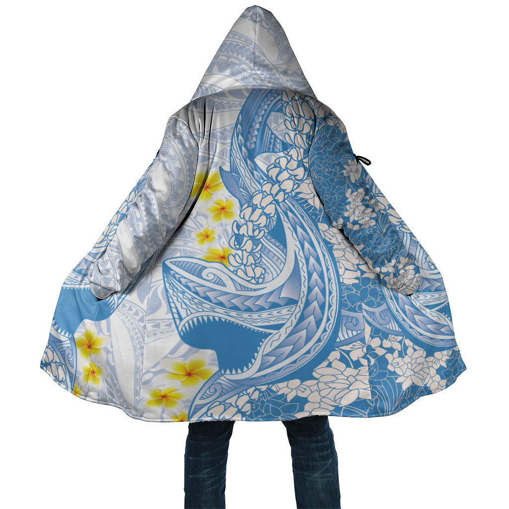 Blue Hawaii Shark Tattoo Cloak Puakenikeni Lei Plumeria Polynesian Pattern