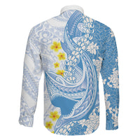 Blue Hawaii Shark Tattoo Family Matching Tank Maxi Dress and Hawaiian Shirt Puakenikeni Lei Plumeria Polynesian Pattern LT14 - Polynesian Pride