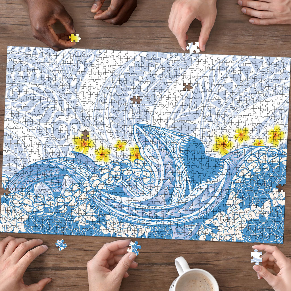 Blue Hawaii Shark Tattoo Puzzle Puakenikeni Lei Plumeria Polynesian Pattern