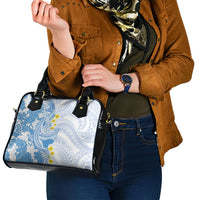 Blue Hawaii Shark Tattoo Shoulder Handbag Puakenikeni Lei Plumeria Polynesian Pattern