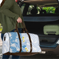 Blue Hawaii Shark Tattoo Travel Bag Puakenikeni Lei Plumeria Polynesian Pattern