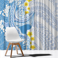 Blue Hawaii Shark Tattoo Window Curtain Puakenikeni Lei Plumeria Polynesian Pattern