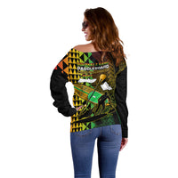 Paddle Board Hawaii Off Shoulder Sweater Molokai 2 Oahu World Championships Kakau Pattern LT14 - Polynesian Pride