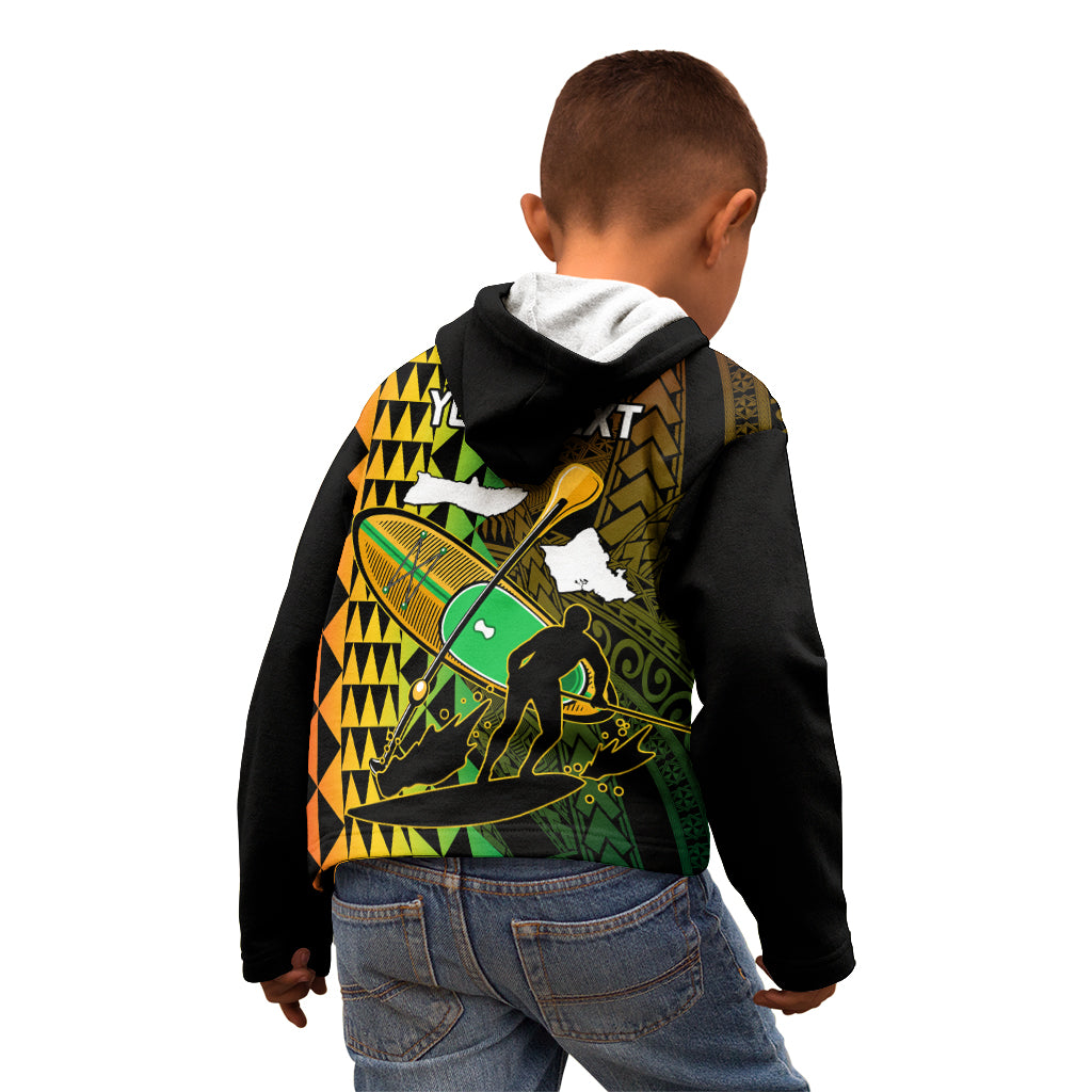 Personalised Paddle Board Hawaii Kid Hoodie Molokai 2 Oahu World Championships Kakau Pattern LT14 - Polynesian Pride