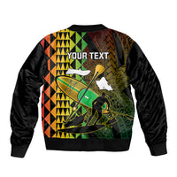 Personalised Paddle Board Hawaii Sleeve Zip Bomber Jacket Molokai 2 Oahu World Championships Kakau Pattern LT14 - Polynesian Pride