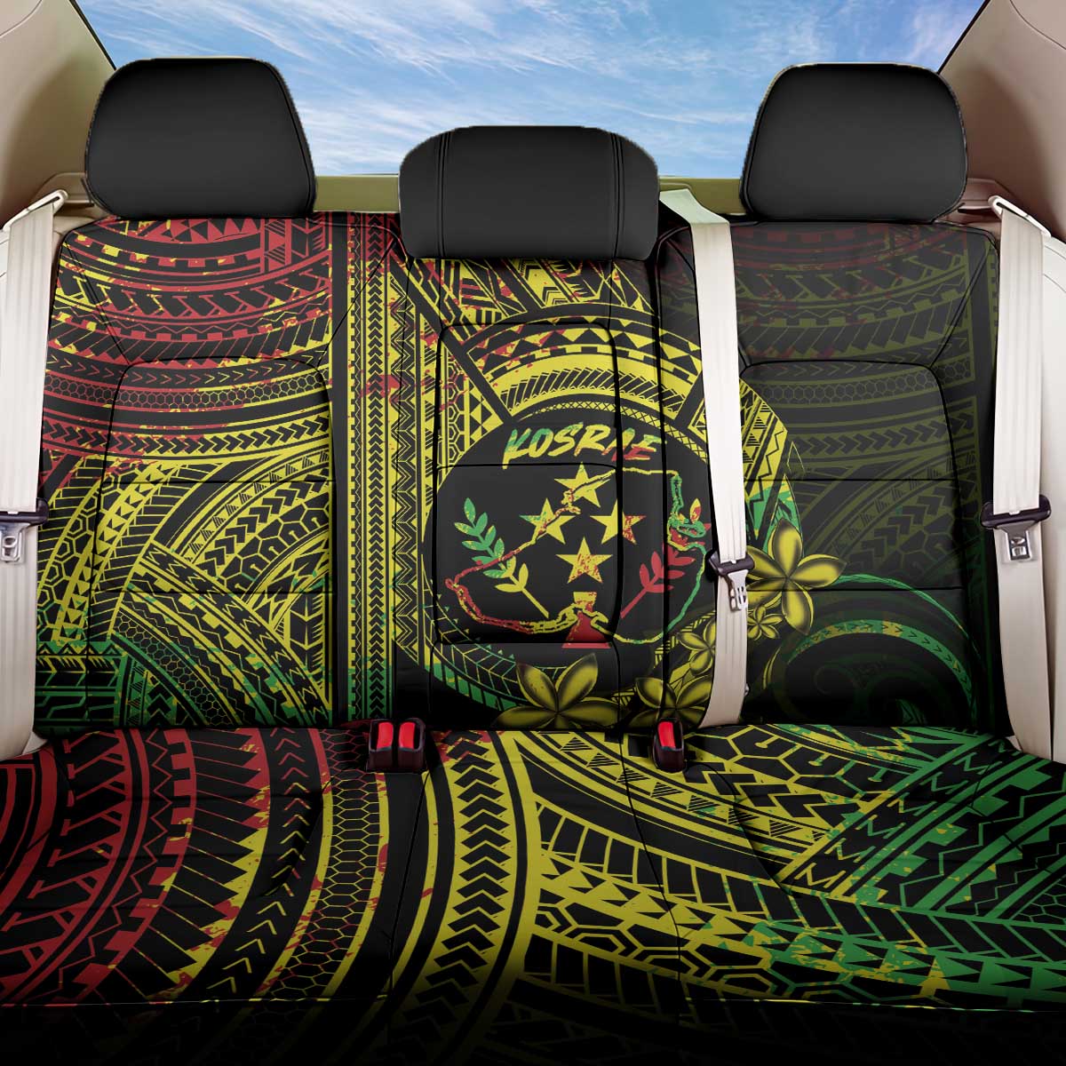 Reggae Kosrae Liberation Day Back Car Seat Cover September 8 Polynesian Tattoo - Polynesian Pride