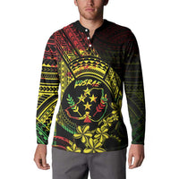 Reggae Kosrae Liberation Day Button Sweatshirt September 8 Polynesian Tattoo - Polynesian Pride