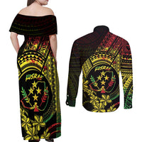 Reggae Kosrae Liberation Day Couples Matching Off Shoulder Maxi Dress and Long Sleeve Button Shirt September 8 Polynesian Tattoo - Polynesian Pride
