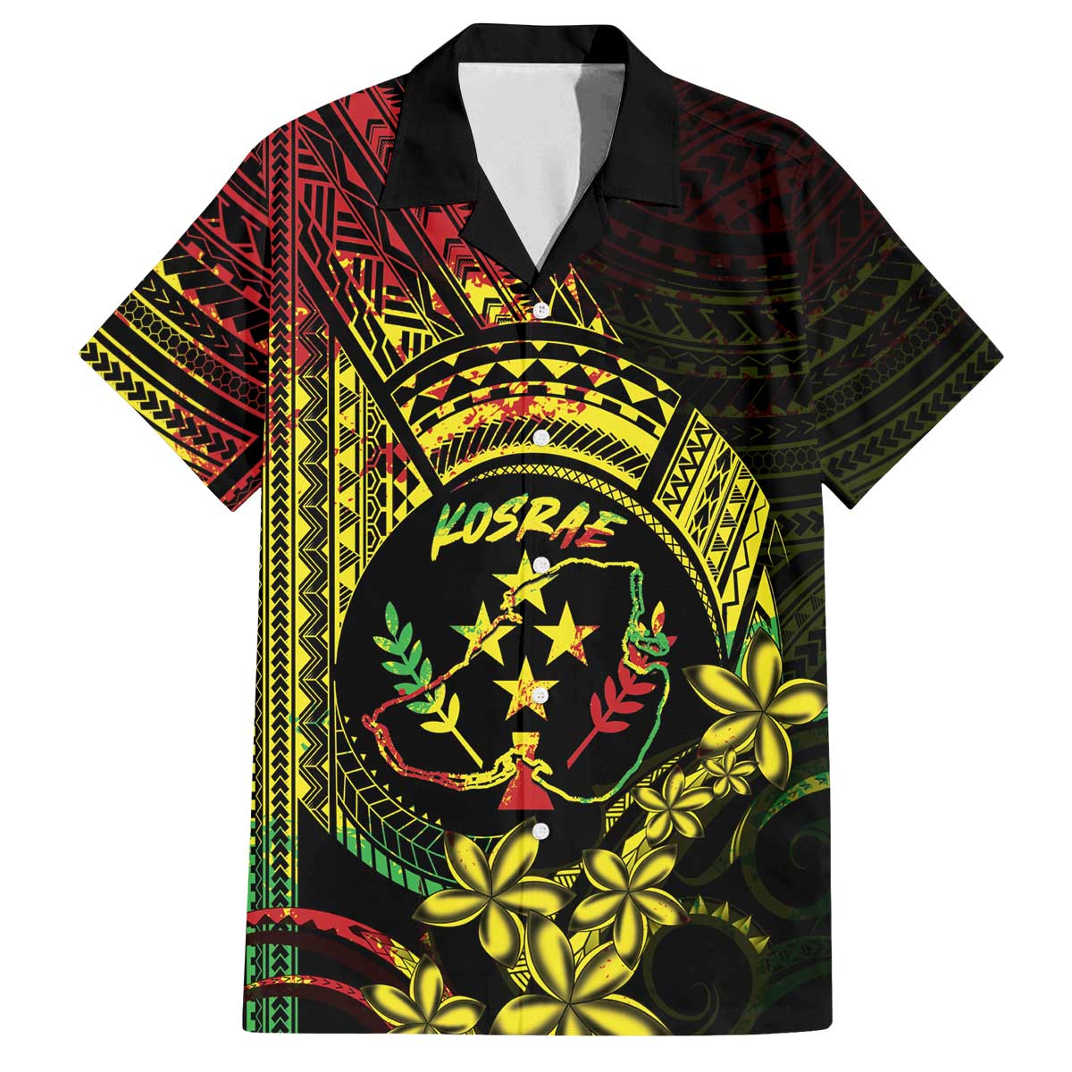 Reggae Kosrae Liberation Day Family Matching Off The Shoulder Long Sleeve Dress and Hawaiian Shirt September 8 Polynesian Tattoo - Polynesian Pride