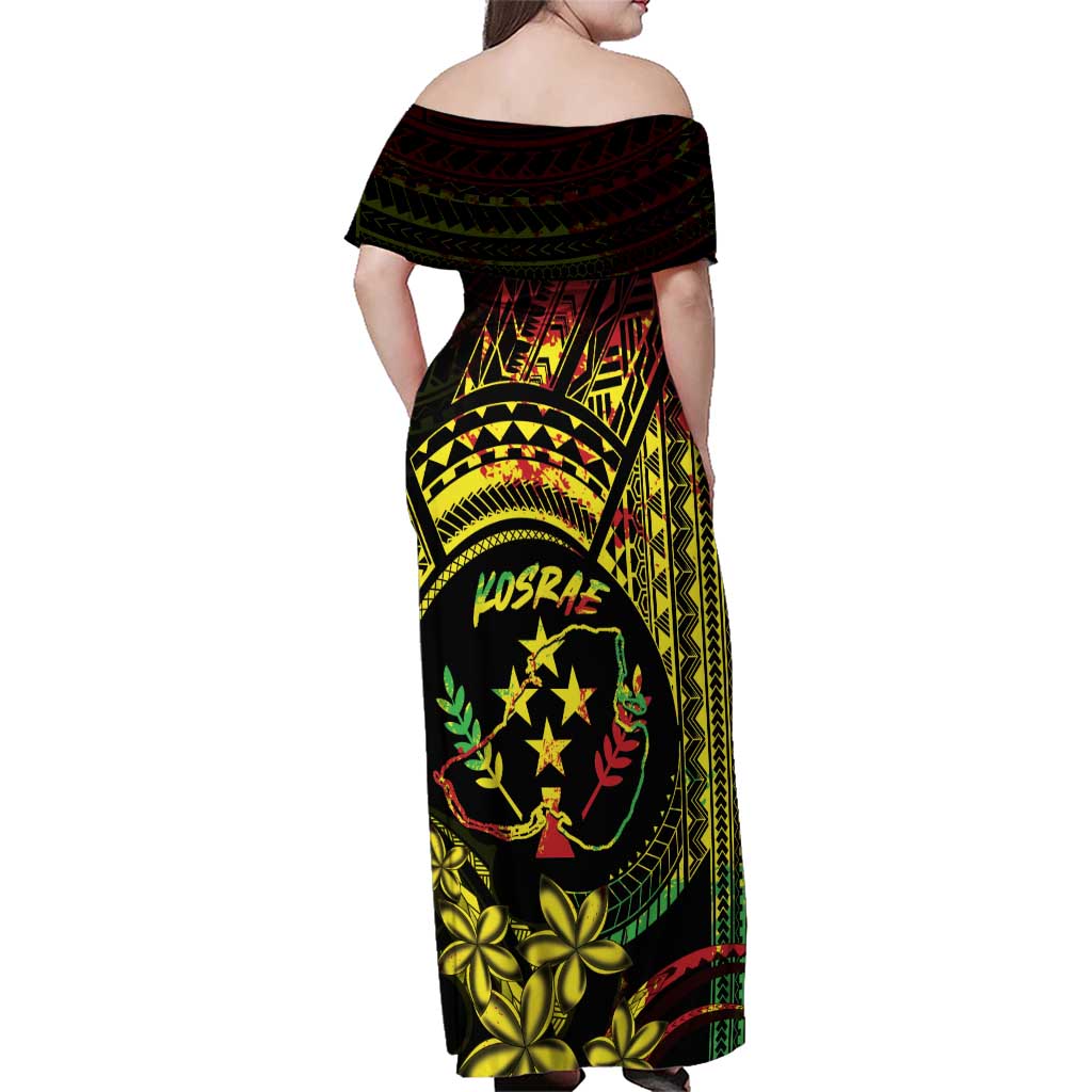 Reggae Kosrae Liberation Day Family Matching Off Shoulder Maxi Dress and Hawaiian Shirt September 8 Polynesian Tattoo - Polynesian Pride