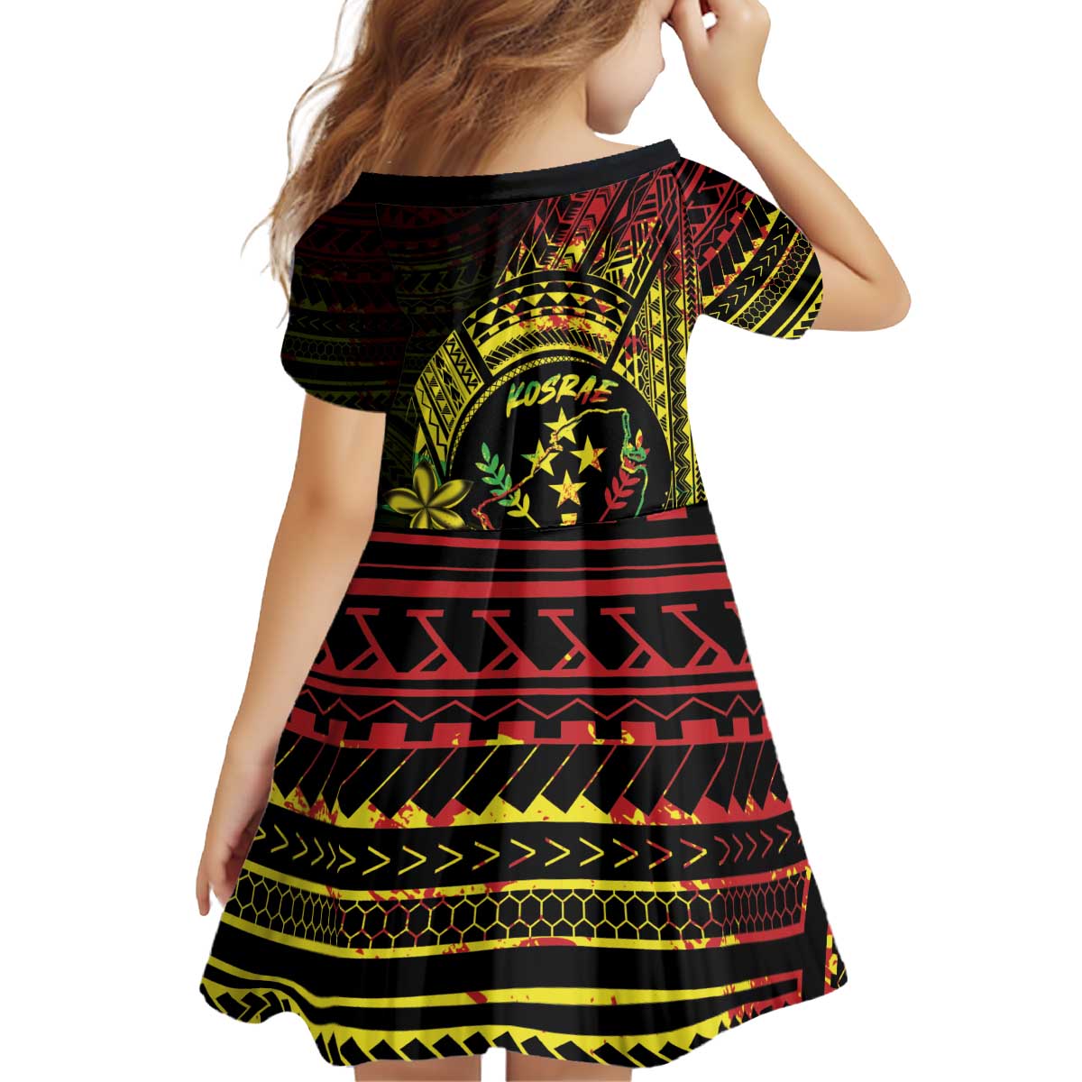 Reggae Kosrae Liberation Day Kid Short Sleeve Dress September 8 Polynesian Tattoo - Polynesian Pride