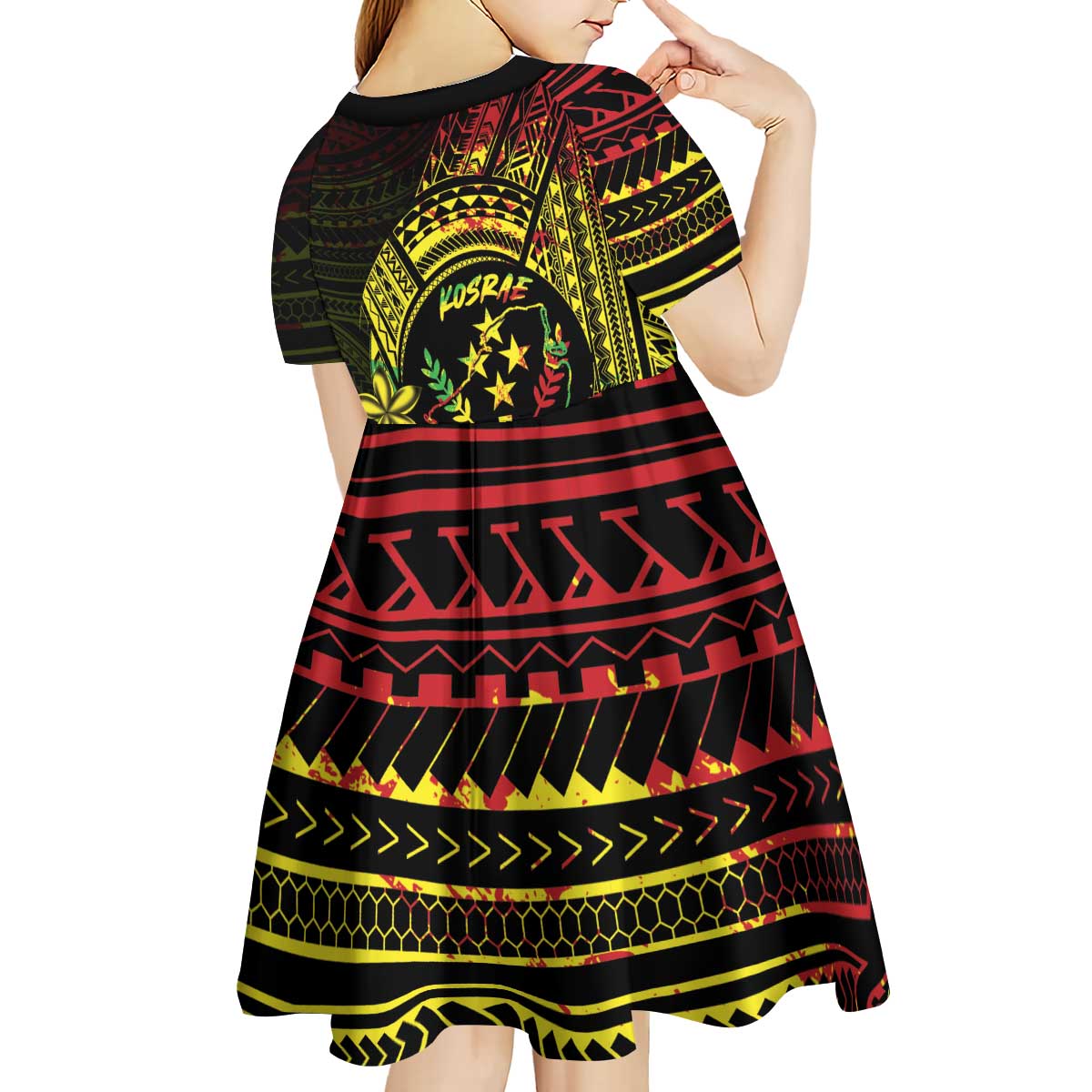 Reggae Kosrae Liberation Day Kid Short Sleeve Dress September 8 Polynesian Tattoo - Polynesian Pride