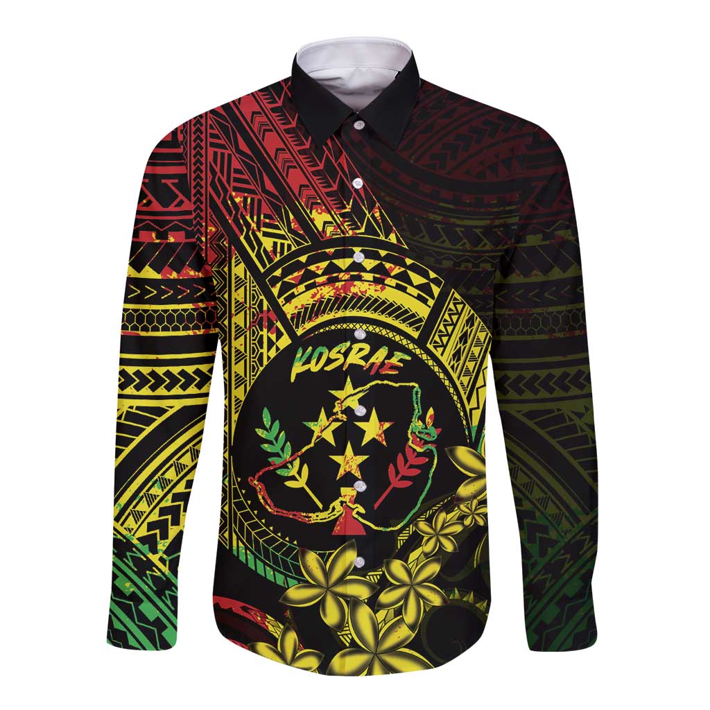 Reggae Kosrae Liberation Day Long Sleeve Button Shirt September 8 Polynesian Tattoo - Polynesian Pride