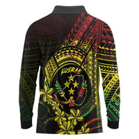 Reggae Kosrae Liberation Day Long Sleeve Polo Shirt September 8 Polynesian Tattoo - Polynesian Pride