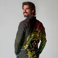 Reggae Kosrae Liberation Day Long Sleeve Polo Shirt September 8 Polynesian Tattoo - Polynesian Pride