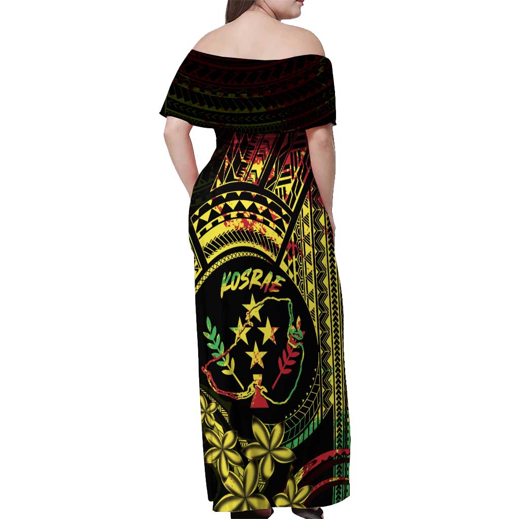Reggae Kosrae Liberation Day Off Shoulder Maxi Dress September 8 Polynesian Tattoo - Polynesian Pride