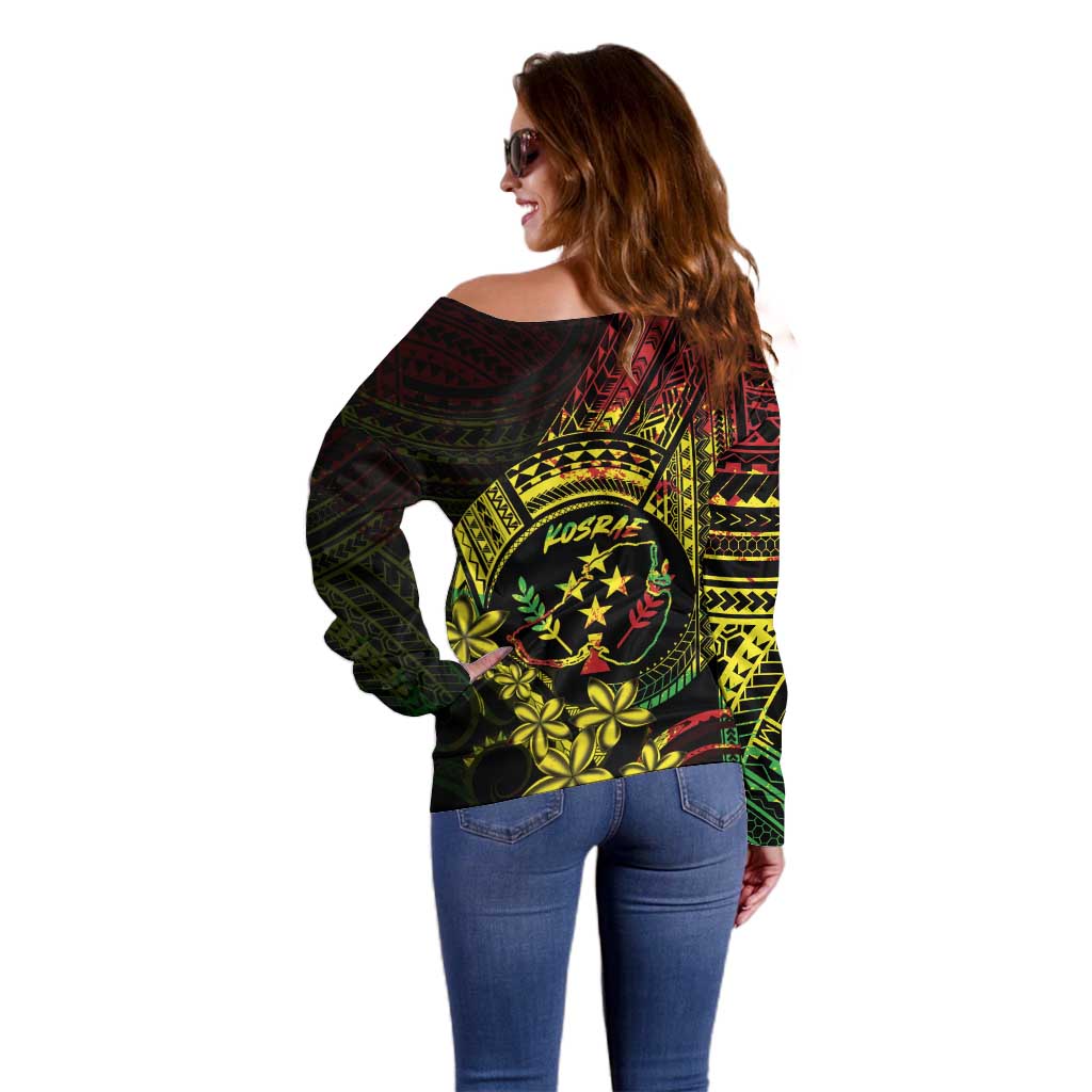 Reggae Kosrae Liberation Day Off Shoulder Sweater September 8 Polynesian Tattoo - Polynesian Pride