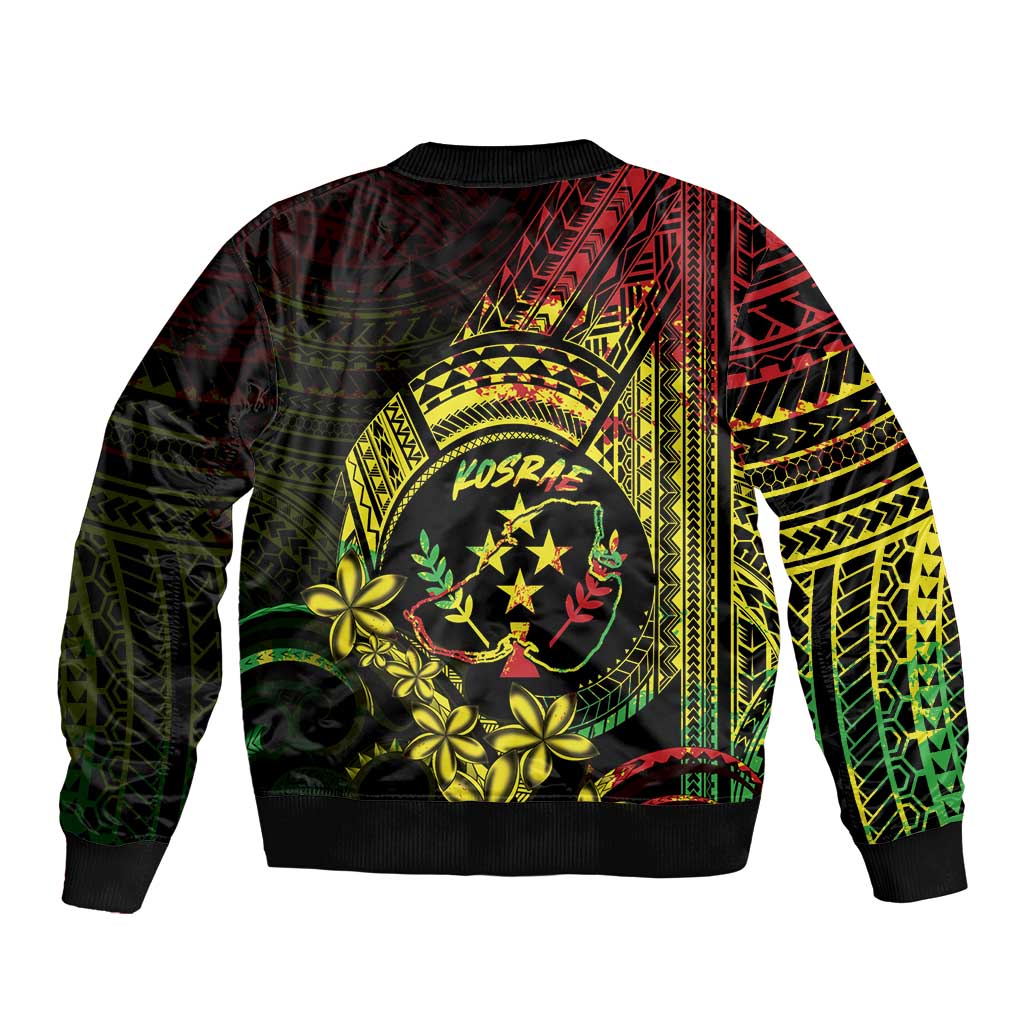 Reggae Kosrae Liberation Day Sleeve Zip Bomber Jacket September 8 Polynesian Tattoo - Polynesian Pride