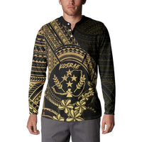 Gold Kosrae Liberation Day Button Sweatshirt September 8 Polynesian Tattoo - Polynesian Pride
