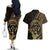 Gold Kosrae Liberation Day Couples Matching Off The Shoulder Long Sleeve Dress and Hawaiian Shirt September 8 Polynesian Tattoo - Polynesian Pride