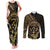 Gold Kosrae Liberation Day Couples Matching Tank Maxi Dress and Long Sleeve Button Shirt September 8 Polynesian Tattoo - Polynesian Pride