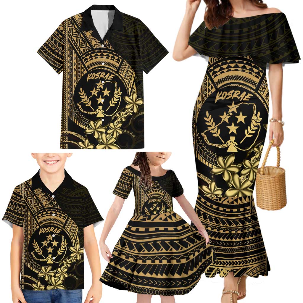 Gold Kosrae Liberation Day Family Matching Mermaid Dress and Hawaiian Shirt September 8 Polynesian Tattoo - Polynesian Pride